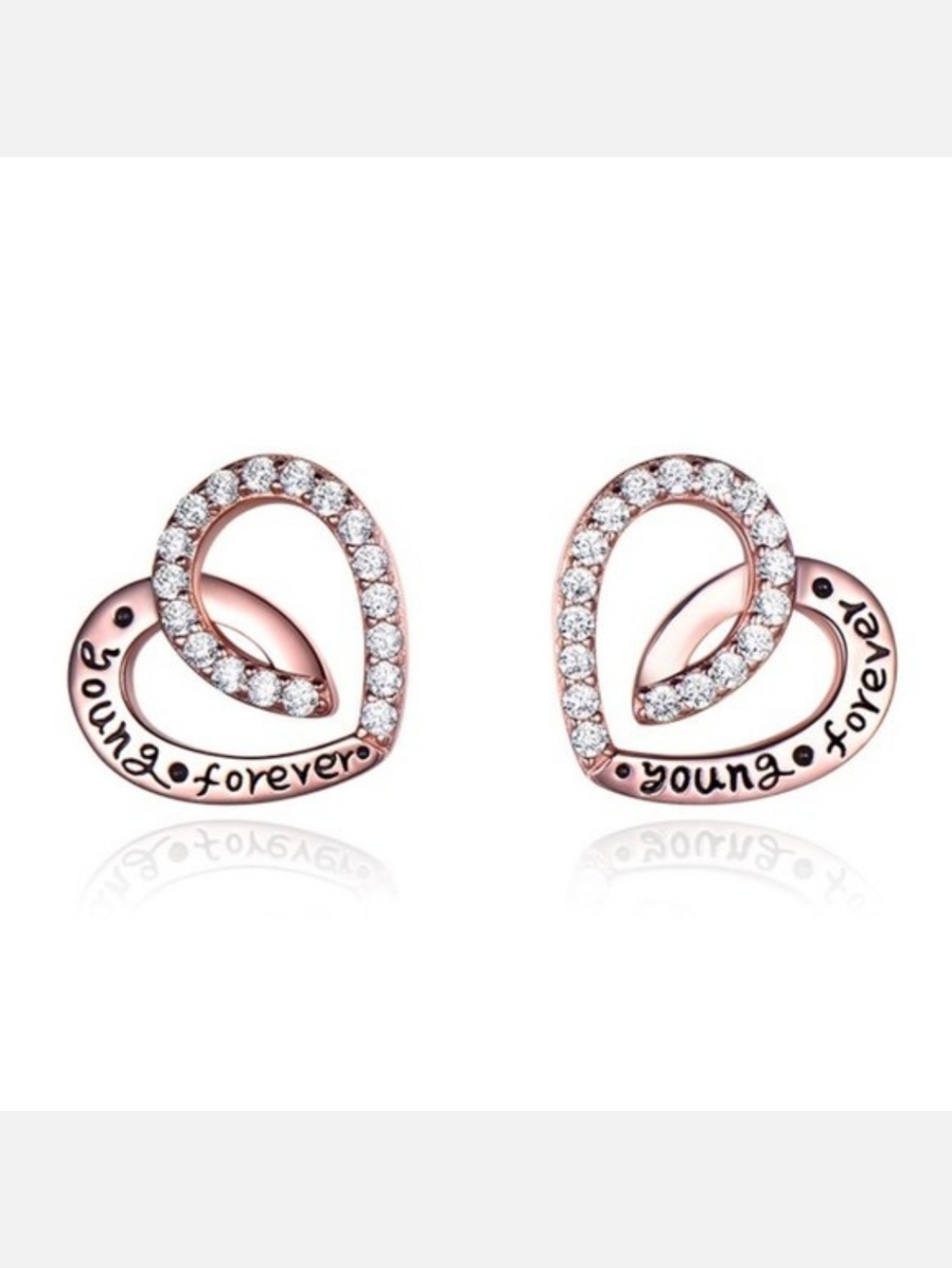 Forever Young Rose gold over Silver HEART Earrings